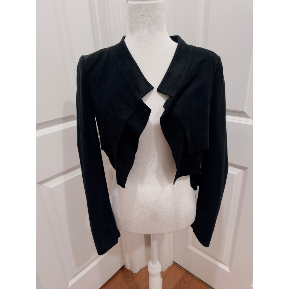 Black Women's Cropped Open-Front Jacket